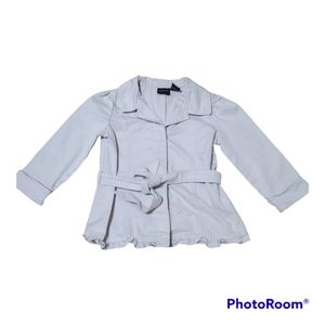 Calvin Klein Trench Coat With Hidden Buttons Cuffed Sleeve Grey Size 4